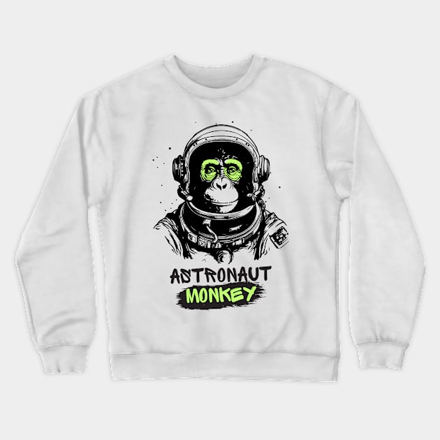 Monkey Astronaut Astrochimp Odyssey Crewneck Sweatshirt by neverland-gifts